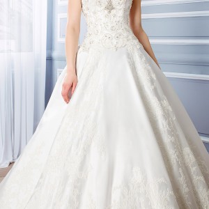 moonlight couture bridal fall 2016 sleeveless beaded straps sweetheart lace ball gown wedding dress (h1316) mv princess