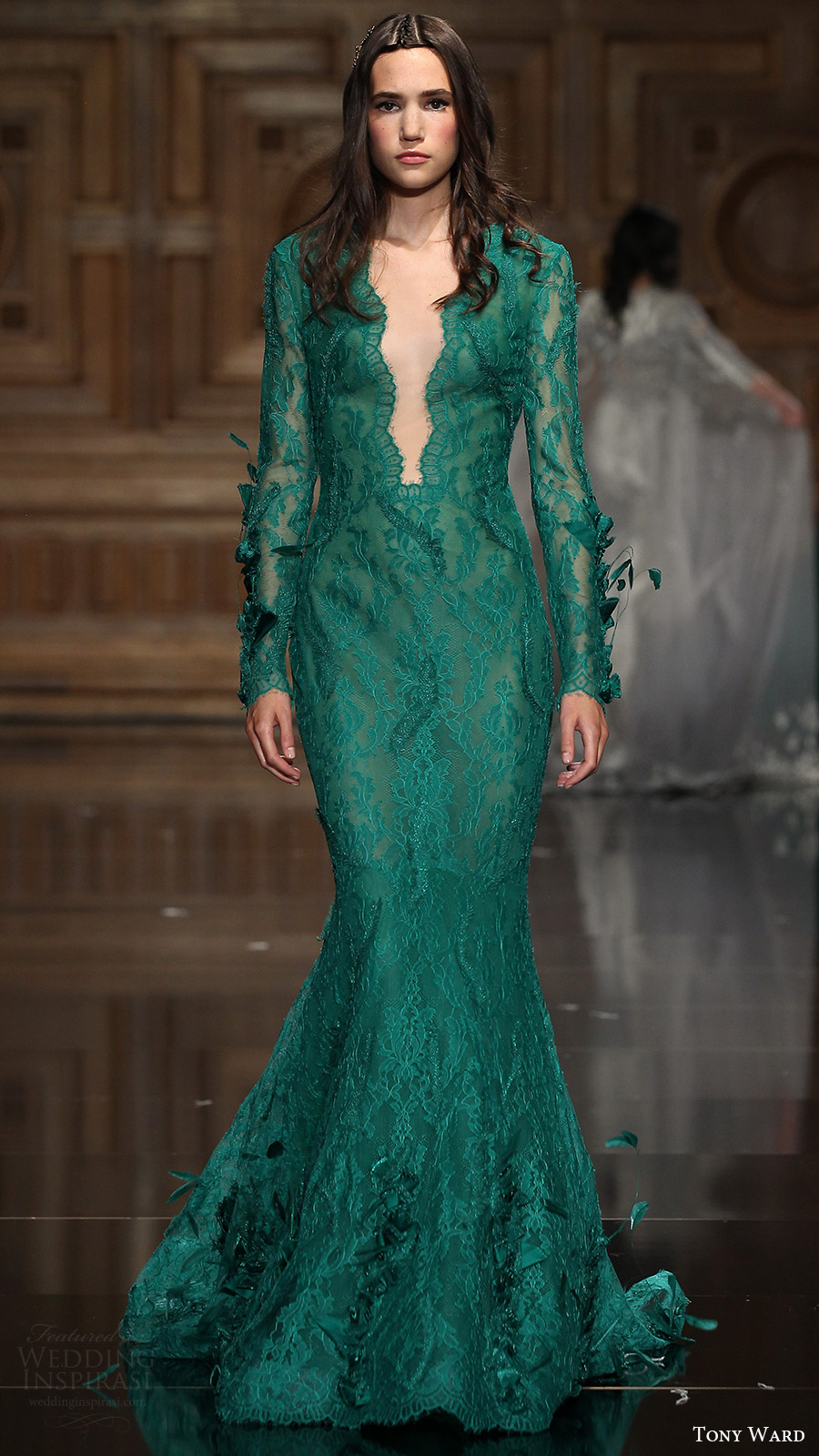 green couture dress