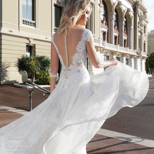 alessandra rinaudo 2017 bridal three quarter sleeves illusion boat plunging v neck heavily embellished bodice romantic a  line wedding dress illusion v back chapel train (1) bv