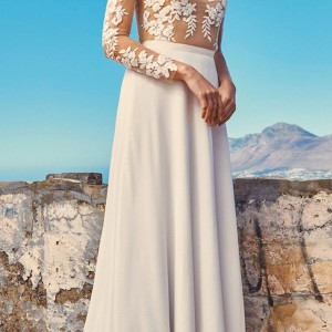 elbeth gillis milk honey 2017 bridal separates illusion long sleeves a line wedding dress (tara top shelby skirt) fv