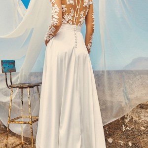 elbeth gillis milk honey 2017 bridal separates illusion long sleeves aline high low wedding dress (tara top harper skirt) bv