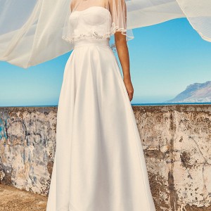 elbeth gillis milk honey 2017 bridal separates strapless aline wedding dress (marina cape chloe top harper skirt) mv