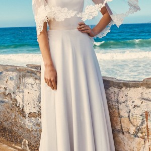 elbeth gillis milk honey 2017 bridal separates wedding dress (lily cape linda top shelby skirt) fv