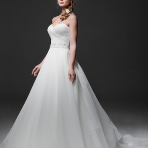 jillian 2017 bridal strapless sweetheart neckline surplice bodice simple classic a  line wedding dress chapel train (mia) mv