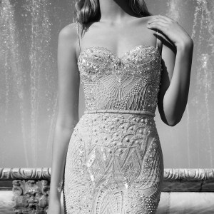 alon livne 2017 bridal spagetti strap sweetheart neckline busiter full embellishment elegant sexy sheath wedding dress chapel train (alexandra) zv