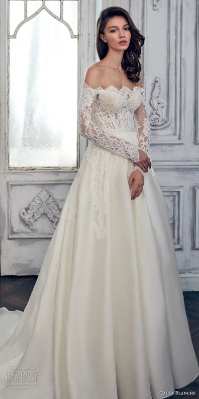 Long Sleeves Off-the-Shoulder A-Line Wedding Dress