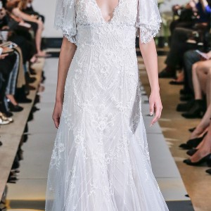 justin alexander spring 2018 bridal handkerchief short sleeves v neck full embellishement bohemian modified a  line wedding dress chapel train (23) mv