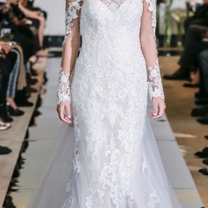 justin alexander spring 2018 bridal long sleeves illusion jewel sweetheart neckline full embellishement elegant sheath wedding dress chapel train (22) mv