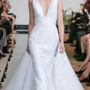 justin alexander spring 2018 bridal sleeveless deep plunging v neck light embellishment elegant fit and flare wedding dress flare chapel train (19) mv