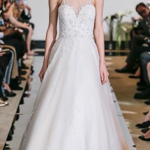 justin alexander spring 2018 bridal sleeveless illusion halter sweetheart neckline heavily embellished bodice romantic a  line wedding dress chapel train (24) mv