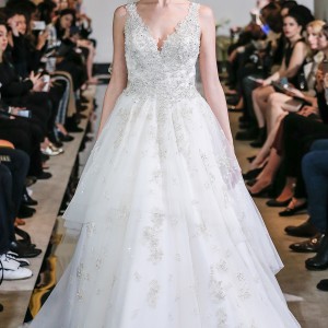 justin alexander spring 2018 bridal sleeveless v neck heavily embellished bodice crystal beaded princess a  line wedding dress chapel train (25) mv