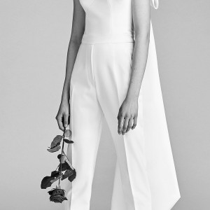 viktor and rolf spring 2018 bridal one shoulder bow pant jumpsuit wedding dress (7) mv modern clean