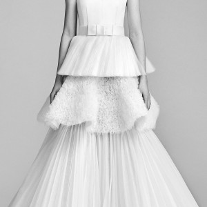 viktor and rolf spring 2018 bridal strapless straight across a line wedding dress (5) mv tiered pleated skirt modern