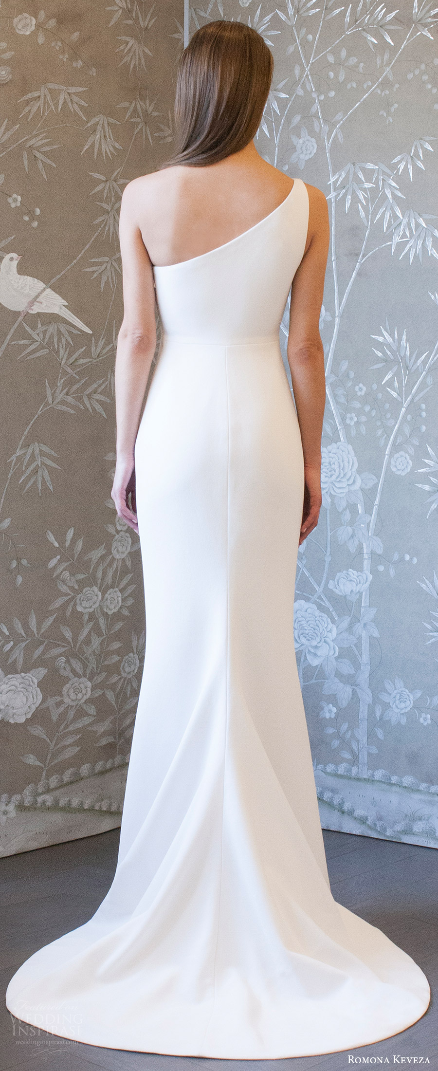 romona keveza spring 2018 bridal one shoulder unembellished sheath wedding dress (rk8401) bv clean modern