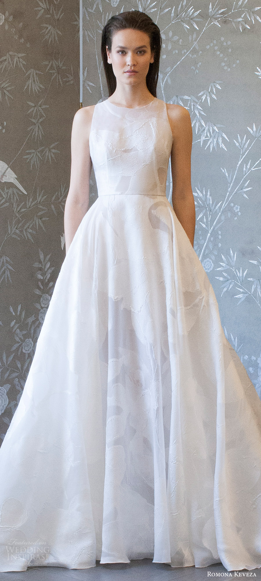 romona keveza spring 2018 bridal sleeveless jewel neck a line wedding dress (rk8404) mv train modern romantic