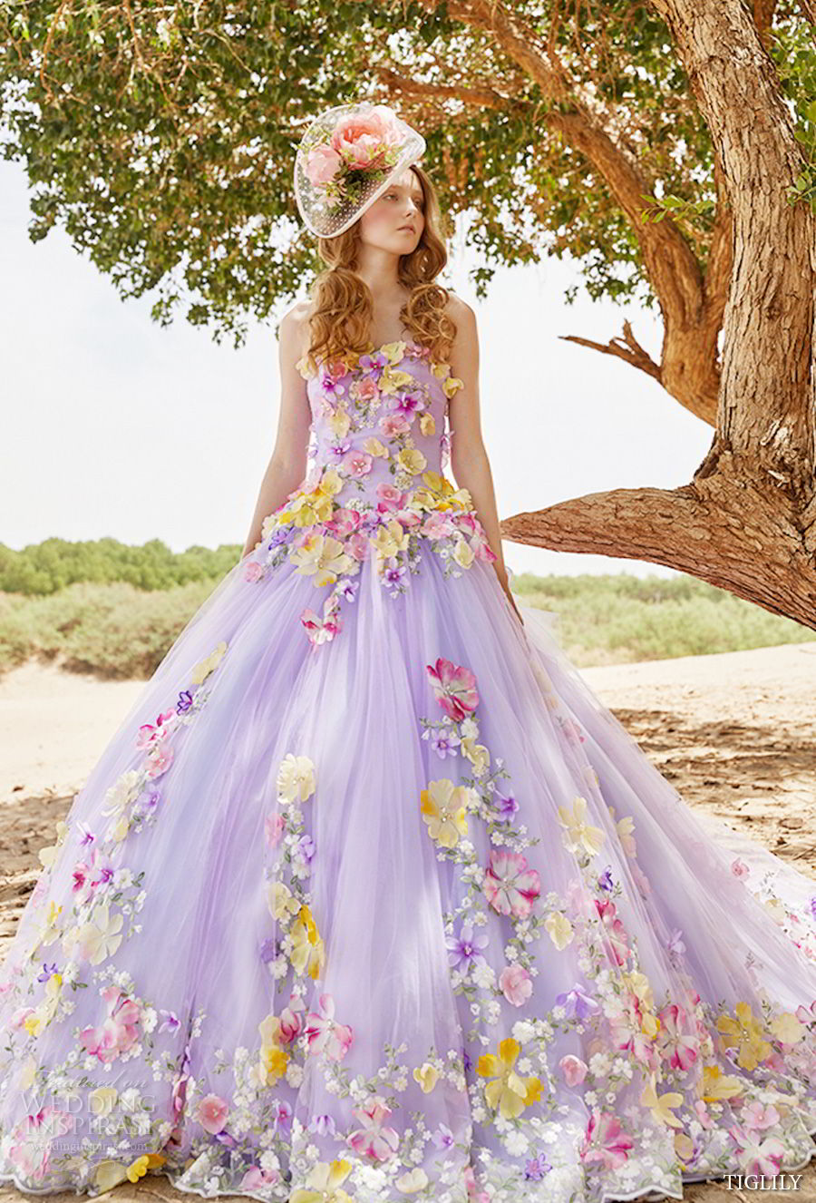 tiglily 2018 bridal strapless semi sweetheart neckline full embellishment  princess purple color ball gown a line wedding dress (vivian) mv | Wedding  Inspirasi