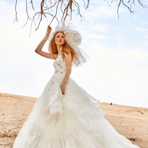 tiglily 2018 bridal strapless sweetheart neckline heavily embellished bodice layered skirt princess ball gown a  line wedding dress (raffine) mv