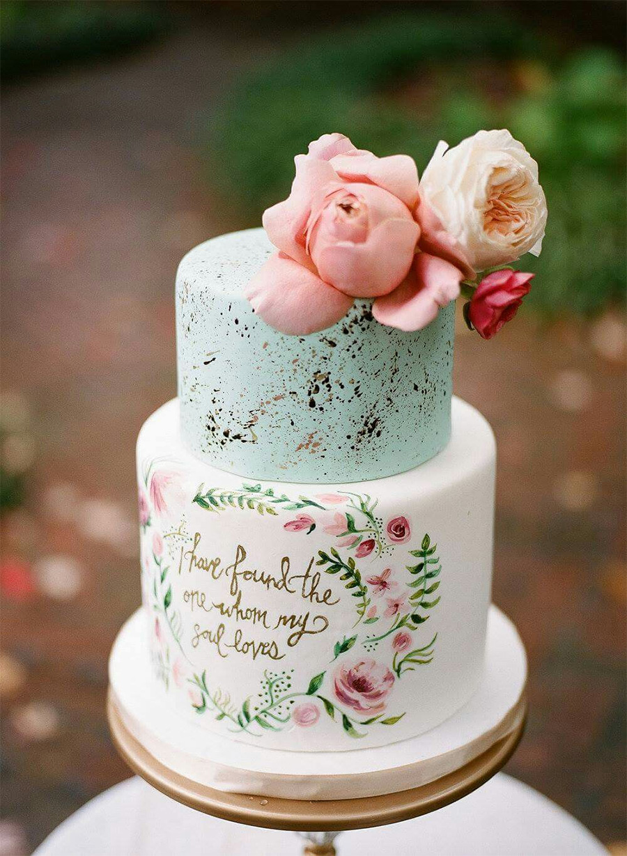 white cyan 2 tiere pink floral wedding cake (8) mv