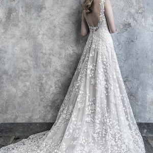 madison james 2019 bridal cap sleeves scoop neckline full embellishment romantic a  line wedding dress backless scoop back chapel train (519) bv