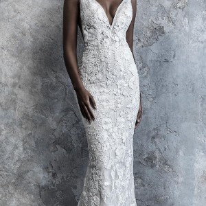 madison james 2019 bridal thin strap deep v neck full embellishment elegant fit and flare wedding dress backless low v back chapel train (514) mv