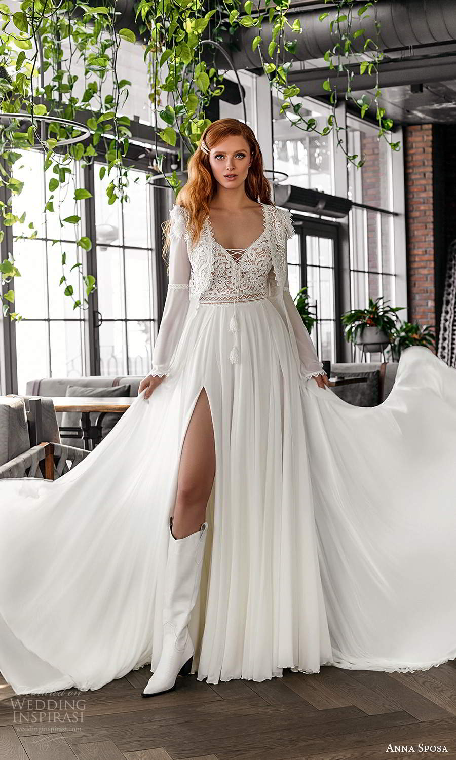 2021 Boho Sweetheart Lace A Line Wedding Dress With Appliques