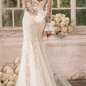 Flare Long Sleeves Lace Wedding Dresses Symphony Bridal Gowns