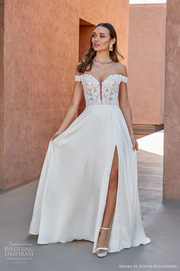 Adore By Justin Alexander Spring 2024 Wedding Dresses Wedding Inspirasi   Justin Alexander Adore Spring 2024 Bridal Straps Sleeves Sleeveless Sweetheart Neckline A Line Ball Gown Wedding Dress Chapel Train Imara 600x900 