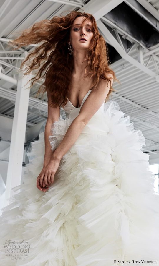 Rivini By Rita Vinieris Spring 2024 Wedding Dresses Wedding Inspirasi   Rivini Rita Vinieris Spring 2024 Bridal Strapless Sweetheart Neckline Ruffle Skirt A Line Ball Gown Wedding Dress Chapel Train 6 Zv 540x900 