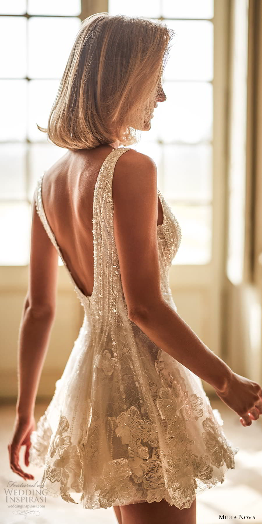 milla nova 2025 bridal sleeveless straps v neckline heavily embellished short wedding dress (24) bv