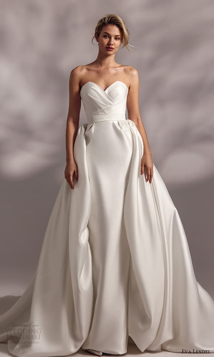 eva lendel 2025 bridal strapless cats eye sweetheart neckline clean minimliast column wedding dress a line overskirt chapel train (27) mv