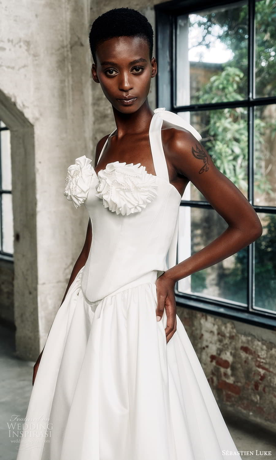 sebastien luke fall 2025 bridal sleeveless thick halter straps sweetheart neckline basque waist clean minimalist a line ball gown wedding dress chapel train (1) zv